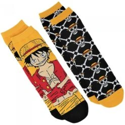 One Piece Luffy & Skulls 2-Pack Novelty Socks